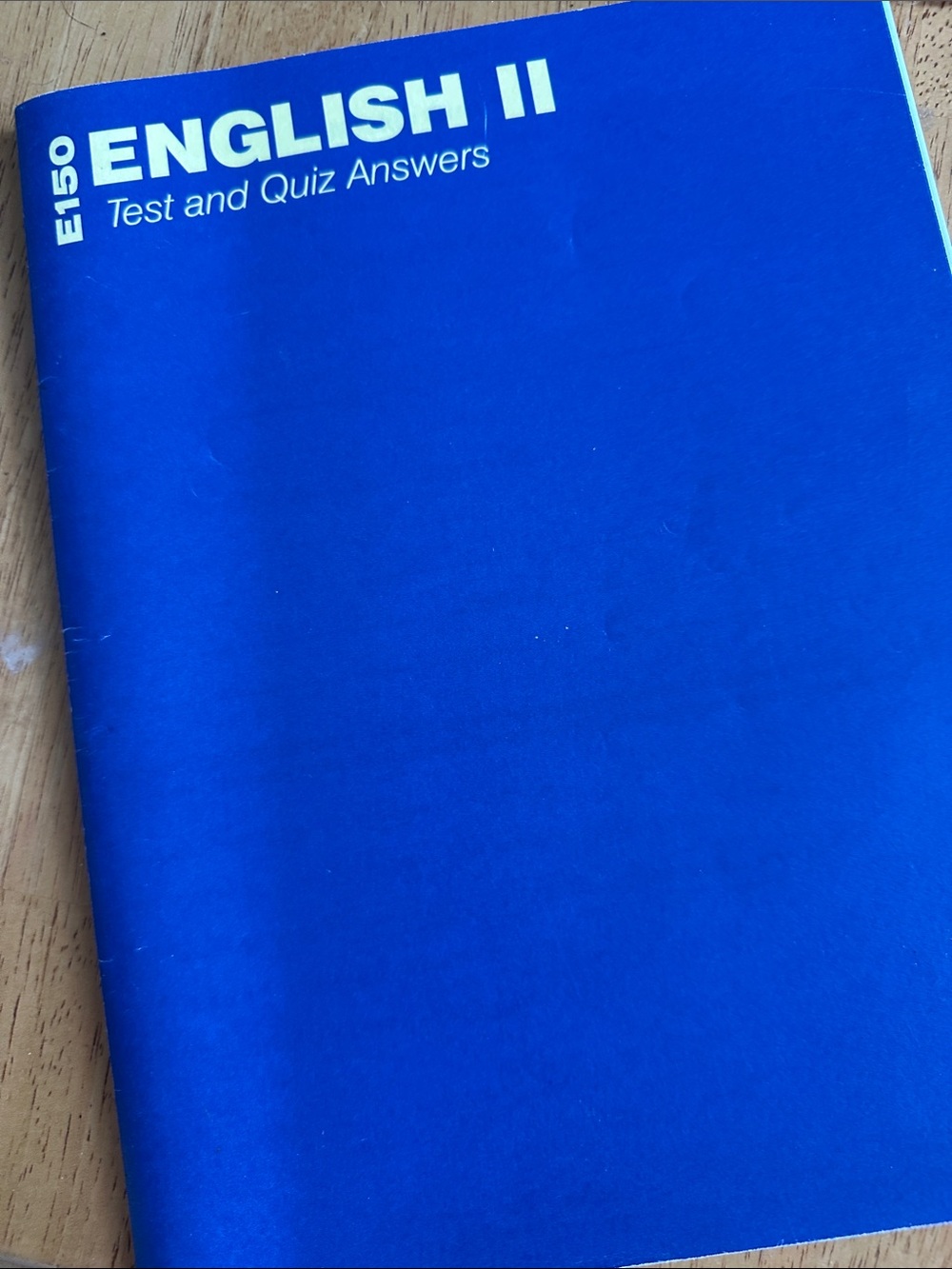 English II Test and Quiz Answers Booklet - Blue